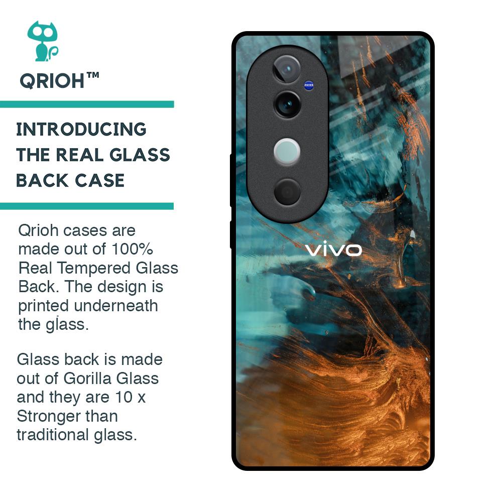 Golden Splash Glass Case for Vivo V40 5G