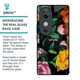 Flowers & Butterfly Glass Case for Vivo V40 5G