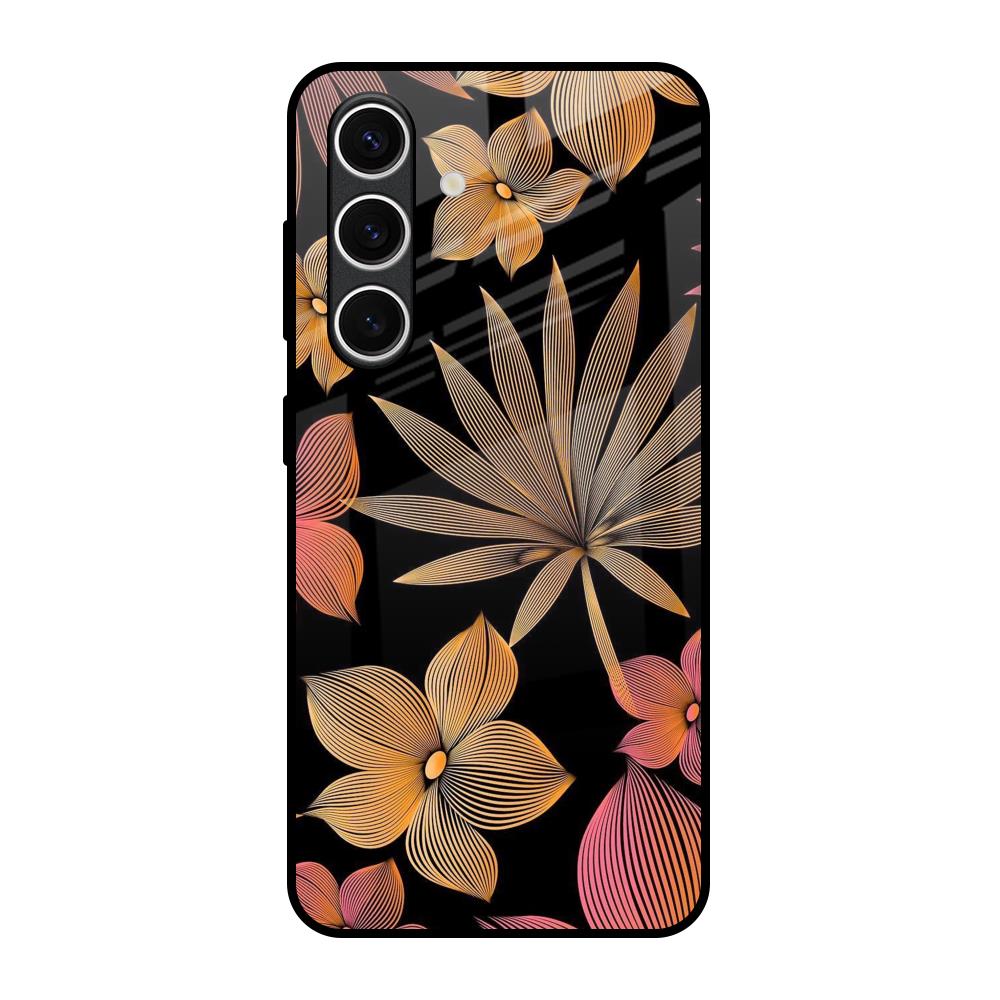 Lines Pattern Flowers Samsung Galaxy S24 FE 5G Glass Back Cover Online