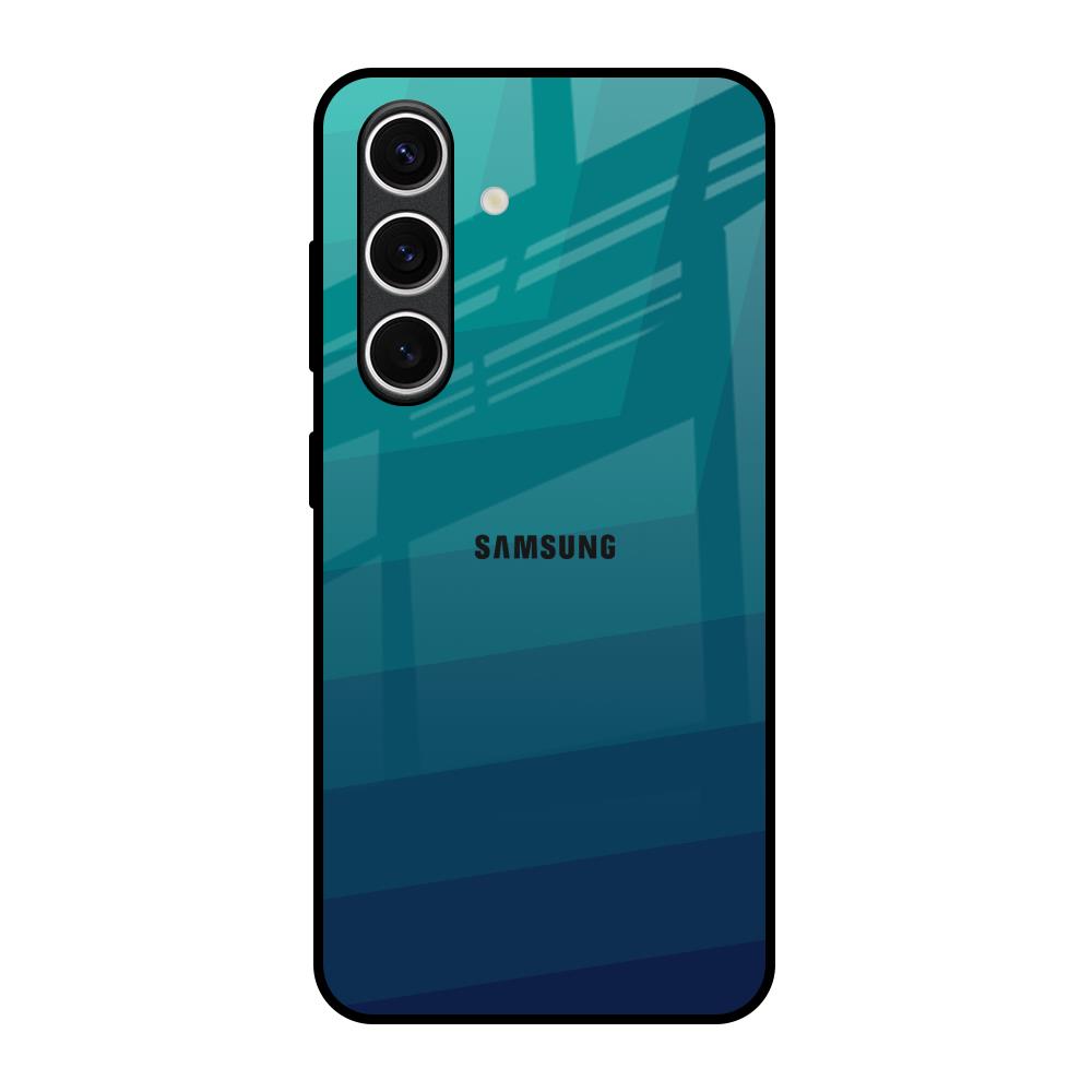 Green Triangle Pattern Samsung Galaxy S24 FE 5G Glass Back Cover Online