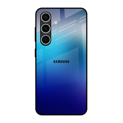 Blue Rhombus Pattern Samsung Galaxy S24 FE 5G Glass Back Cover Online