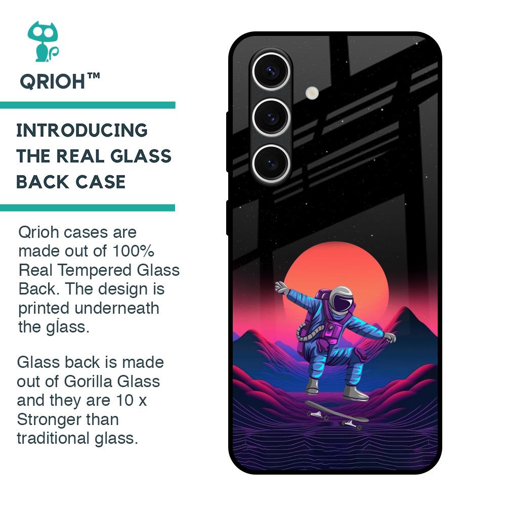 Retro Astronaut Glass Case for Samsung Galaxy S24 FE 5G