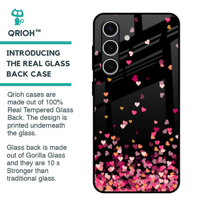 Heart Rain Fall Glass Case For Samsung Galaxy S24 FE 5G