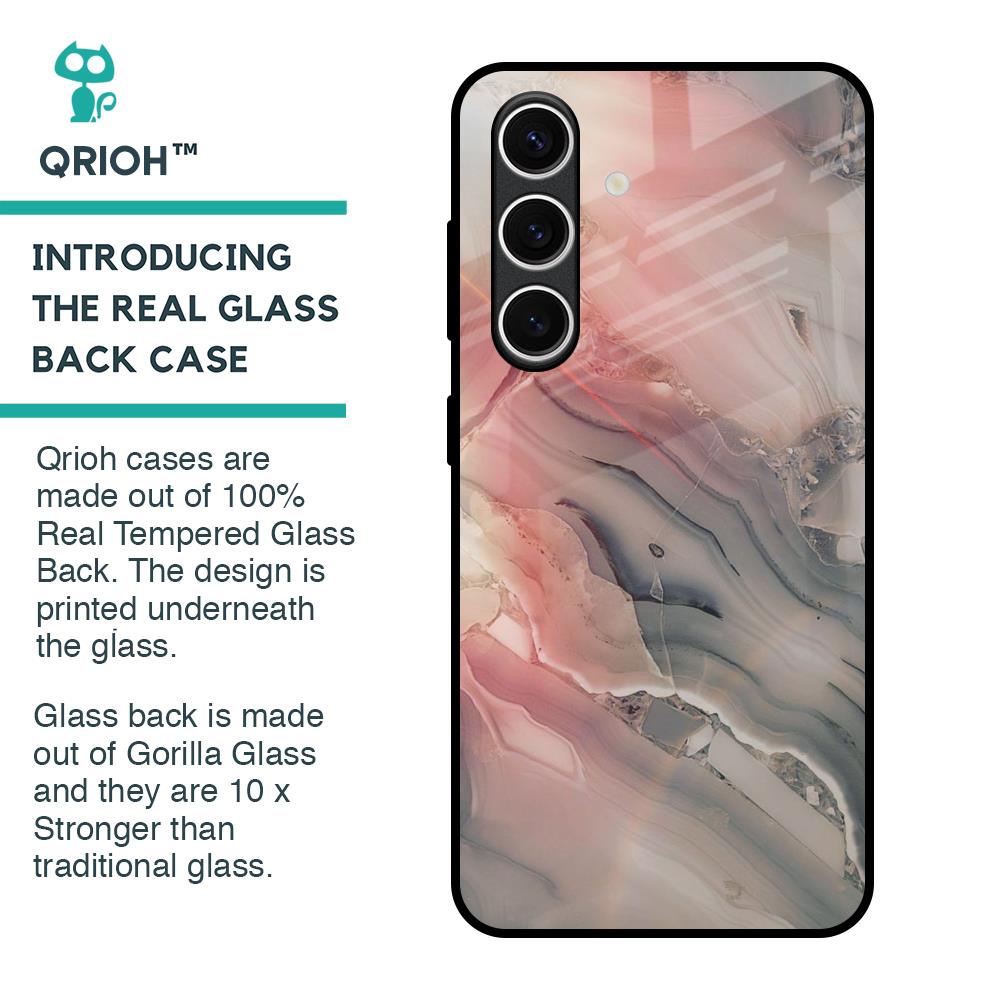 Pink And Grey Marble Glass Case For Samsung Galaxy S24 FE 5G