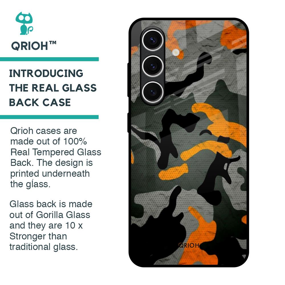 Camouflage Orange Glass Case For Samsung Galaxy S24 FE 5G