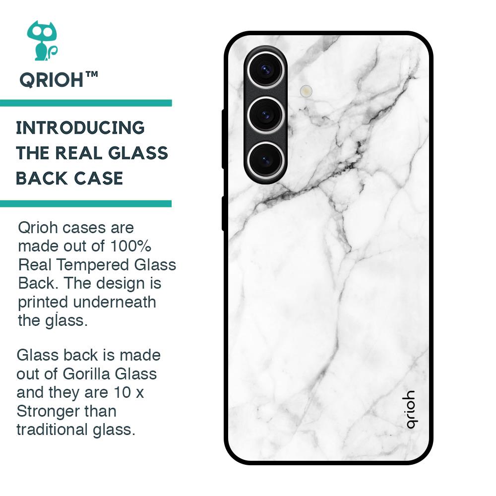 Modern White Marble Glass Case for Samsung Galaxy S24 FE 5G