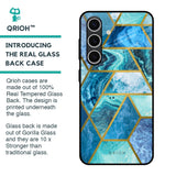 Turquoise Geometrical Marble Glass Case for Samsung Galaxy S24 FE 5G