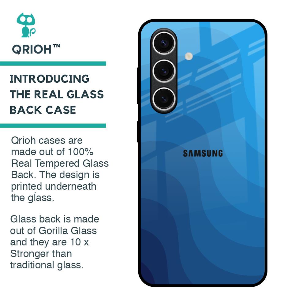 Blue Wave Abstract Glass Case for Samsung Galaxy S24 FE 5G