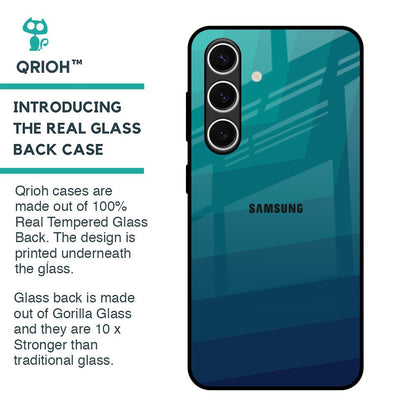 Green Triangle Pattern Glass Case for Samsung Galaxy S24 FE 5G