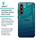 Green Triangle Pattern Glass Case for Samsung Galaxy S24 FE 5G
