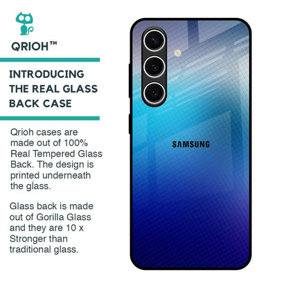 Blue Rhombus Pattern Glass Case for Samsung Galaxy S24 FE 5G
