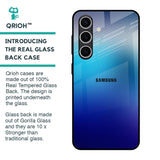 Blue Rhombus Pattern Glass Case for Samsung Galaxy S24 FE 5G