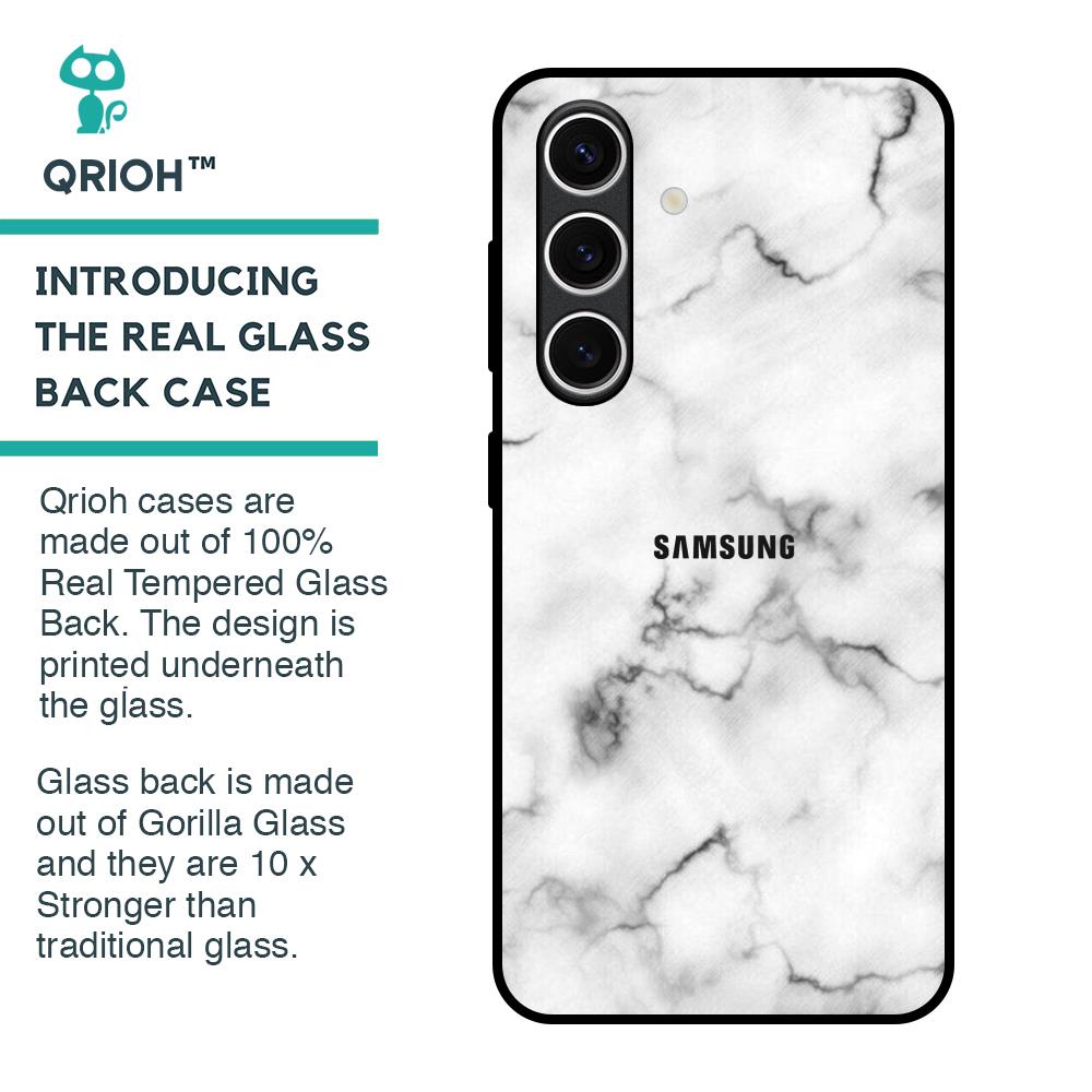 Satin White Marble Glass Case for Samsung Galaxy S24 FE 5G