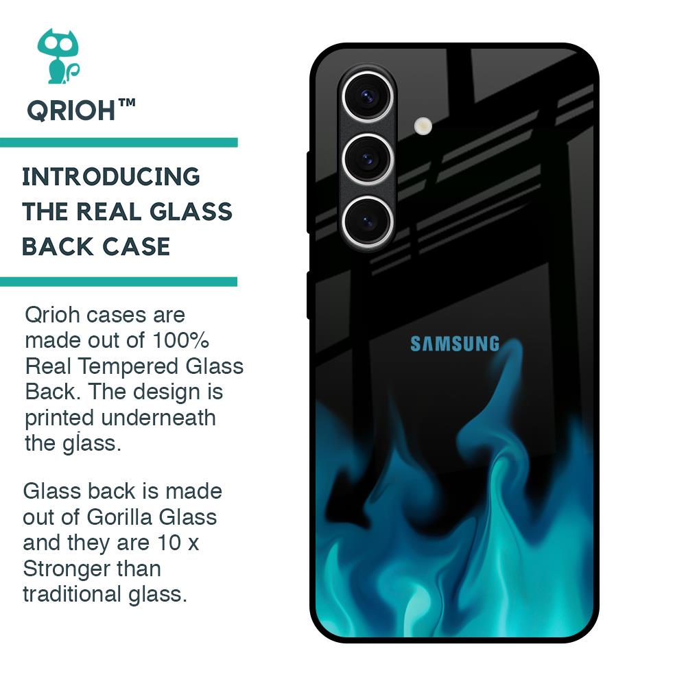 Teal Flames Glass Case for Samsung Galaxy S24 FE 5G