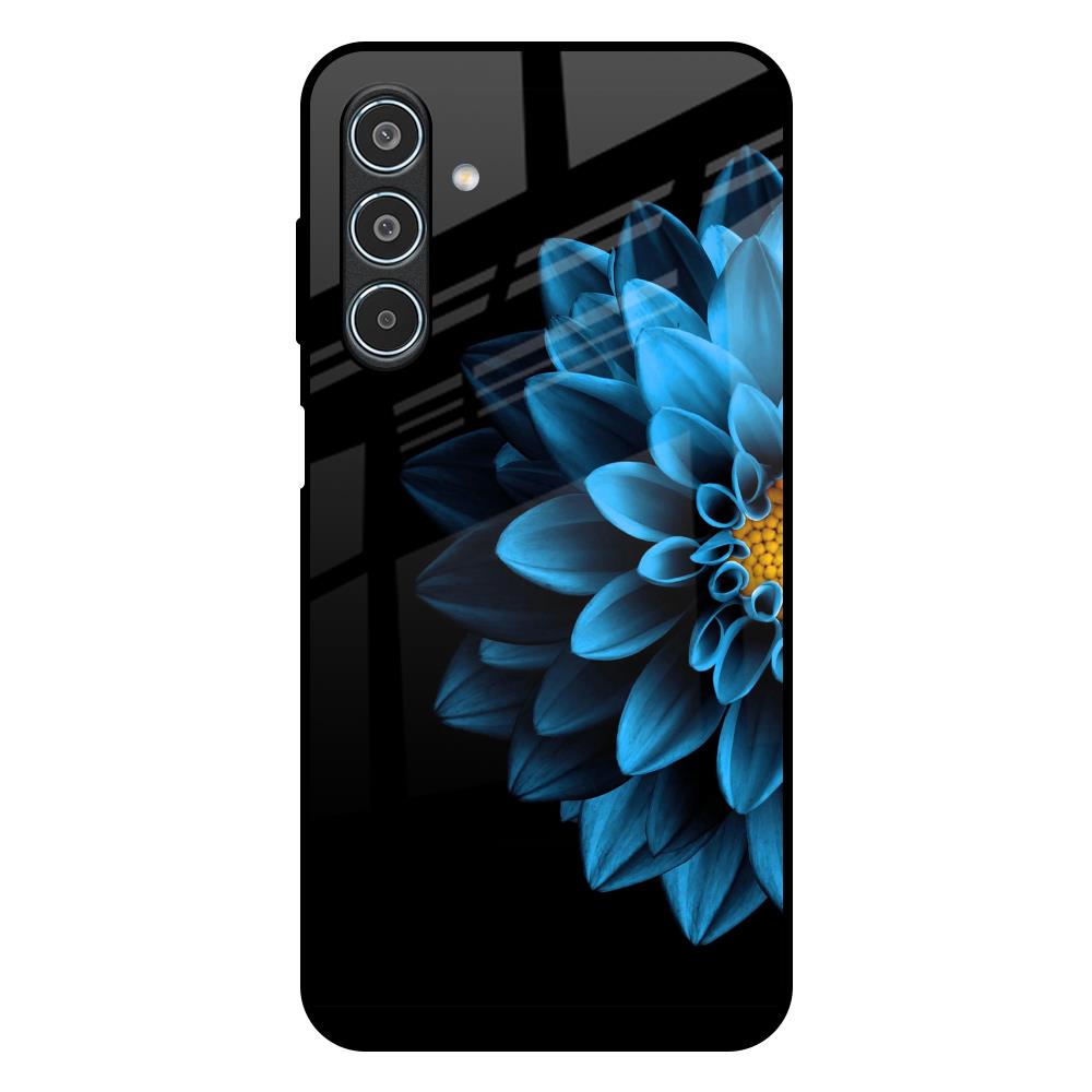 Half Blue Flower Samsung Galaxy M35 5G Glass Back Cover Online