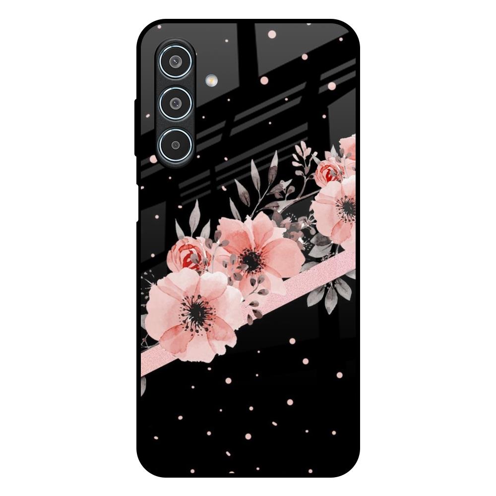 Floral Black Band Samsung Galaxy M35 5G Glass Back Cover Online