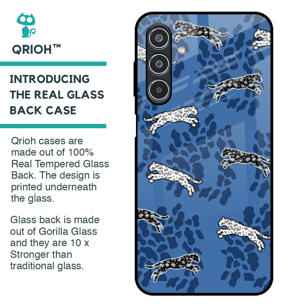 Blue Cheetah Glass Case for Samsung Galaxy M35 5G