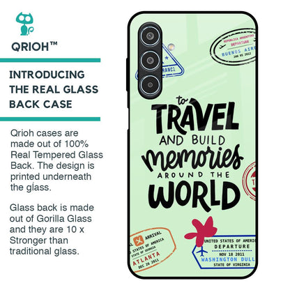 Travel Stamps Glass Case for Samsung Galaxy M35 5G