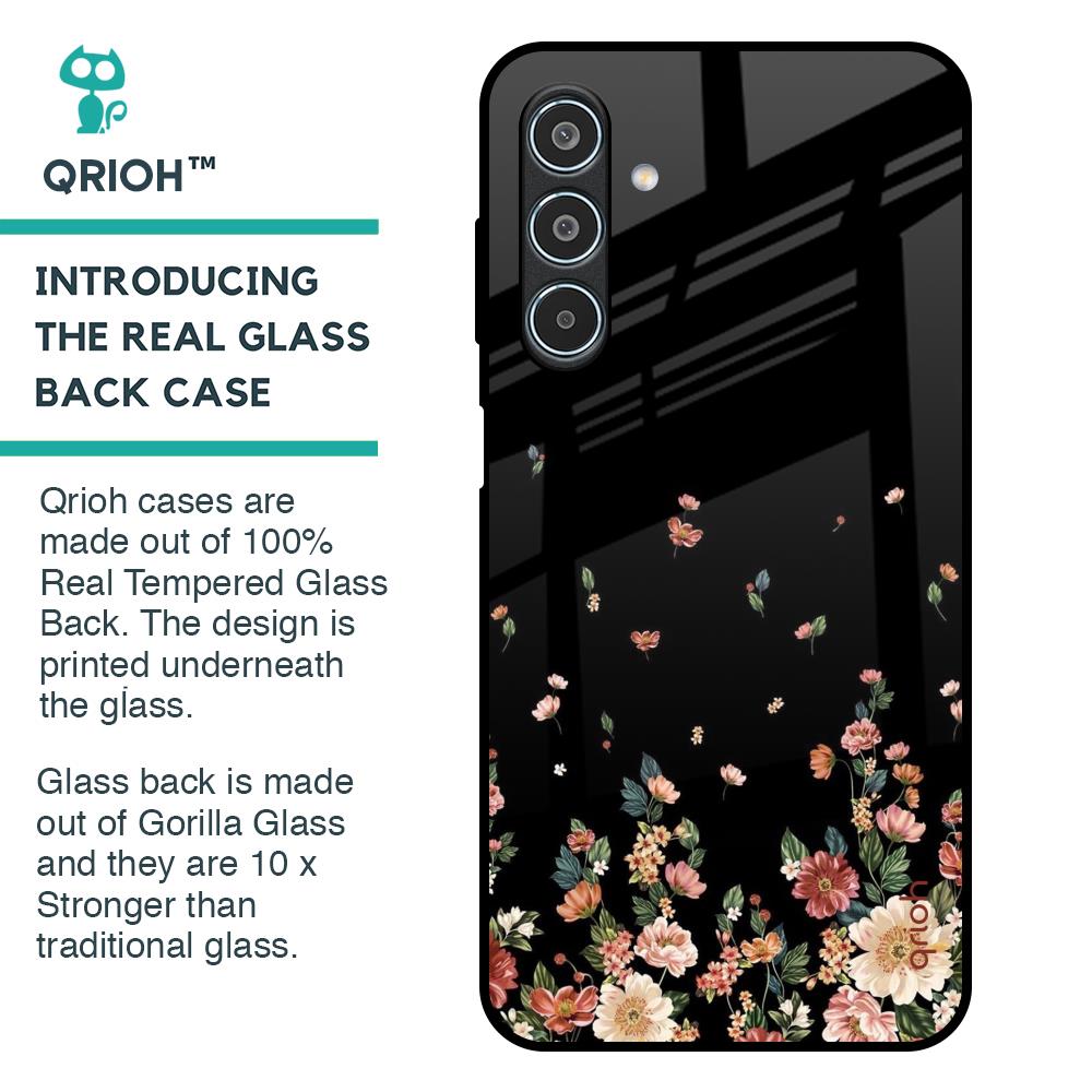 Floating Floral Print Glass Case for Samsung Galaxy M35 5G