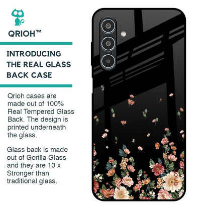 Floating Floral Print Glass Case for Samsung Galaxy M35 5G