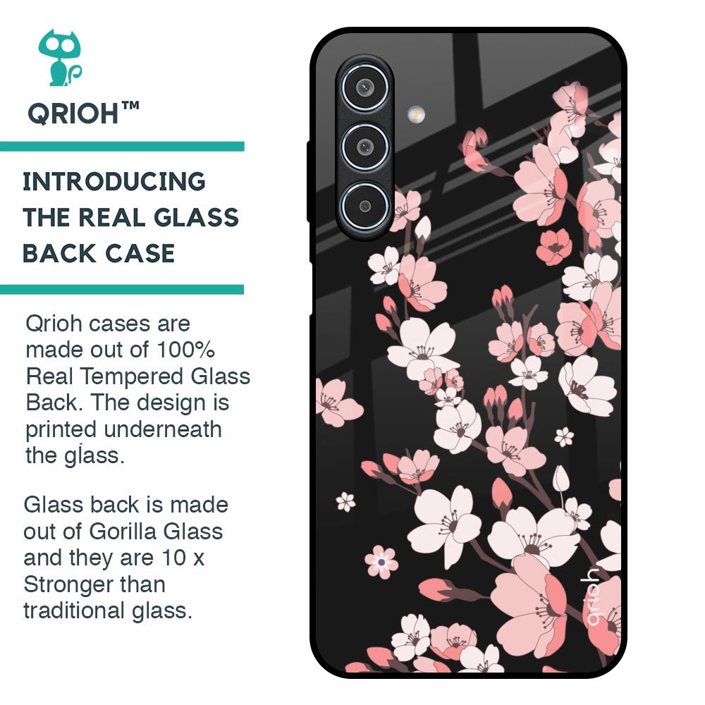 Black Cherry Blossom Glass Case for Samsung Galaxy M35 5G