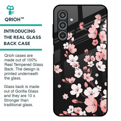 Black Cherry Blossom Glass Case for Samsung Galaxy M35 5G