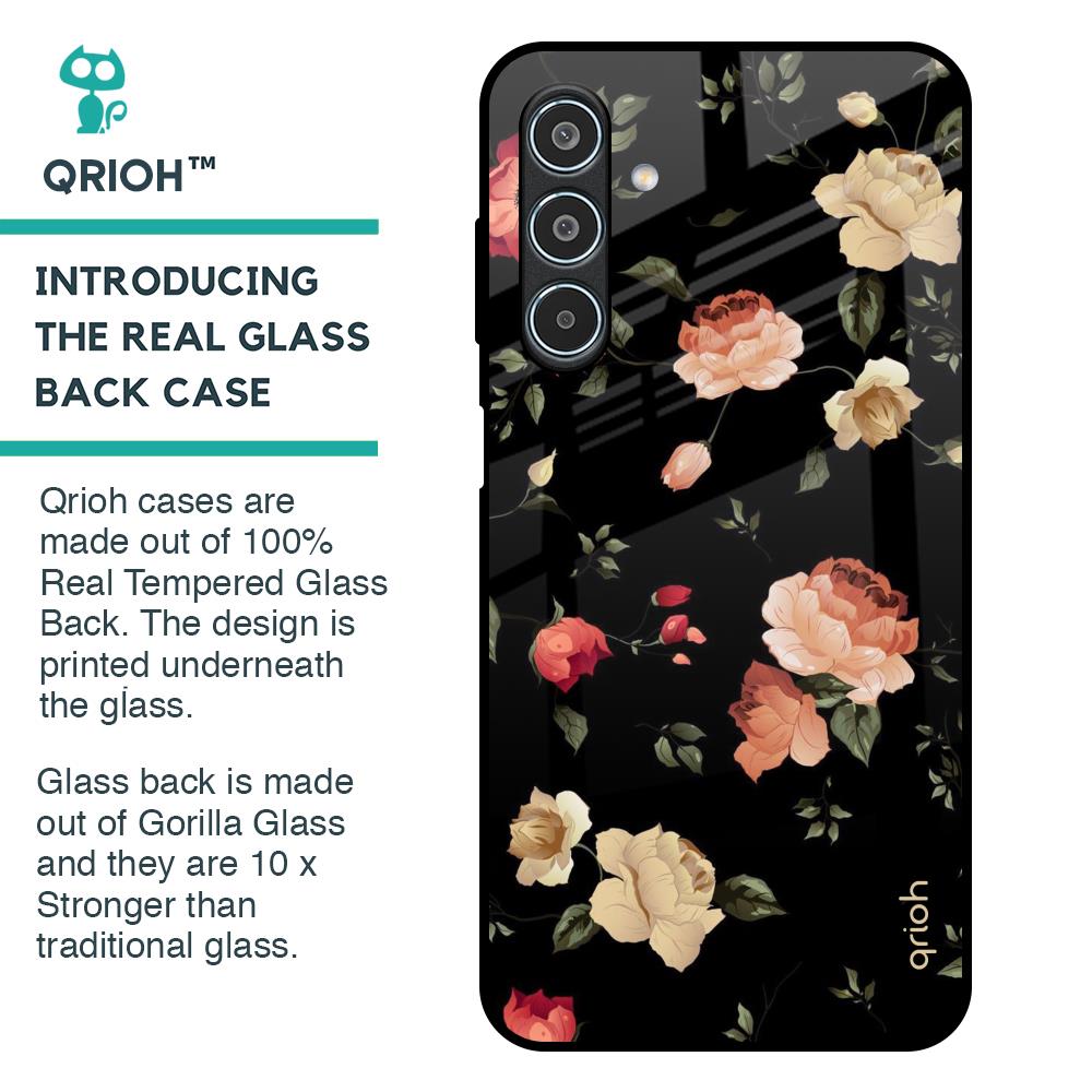 Black Spring Floral Glass Case for Samsung Galaxy M35 5G