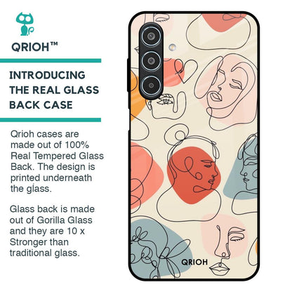 Abstract Faces Glass Case for Samsung Galaxy M35 5G