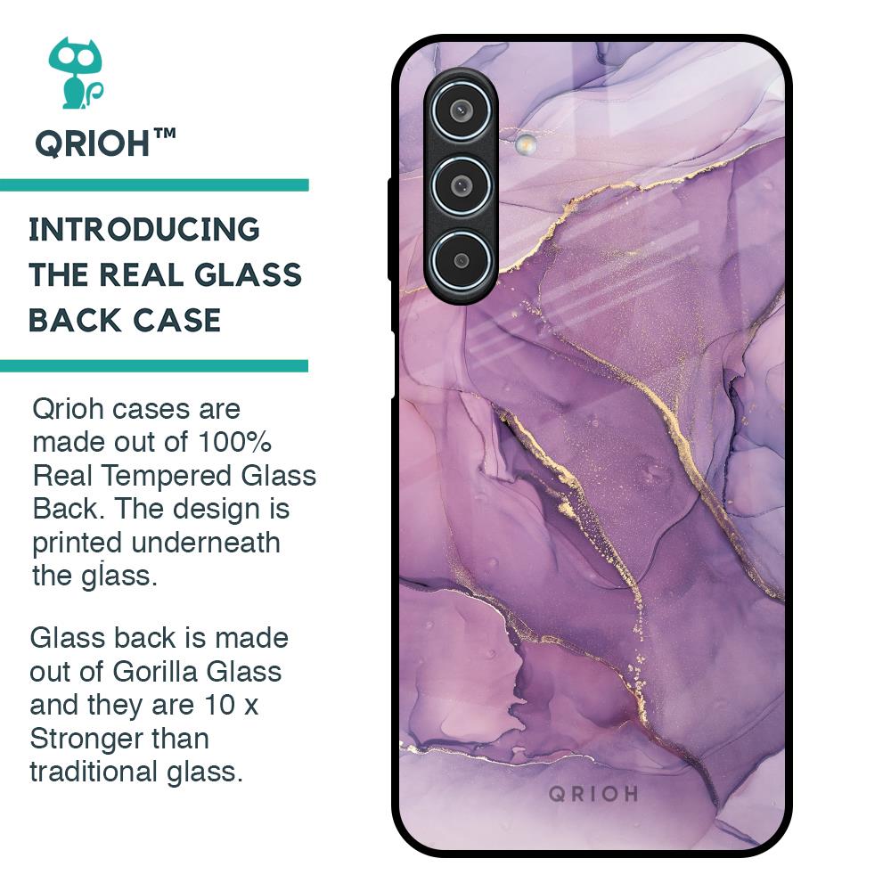 Purple Gold Marble Glass Case for Samsung Galaxy M35 5G
