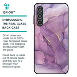 Purple Gold Marble Glass Case for Samsung Galaxy M35 5G