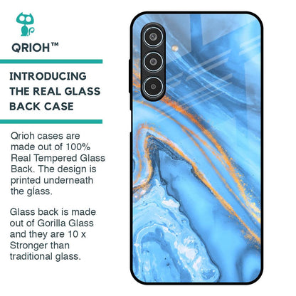 Vibrant Blue Marble Glass Case for Samsung Galaxy M35 5G