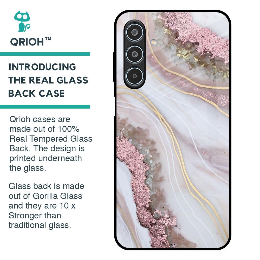 Pink & Gold Gllitter Marble Glass Case for Samsung Galaxy M35 5G