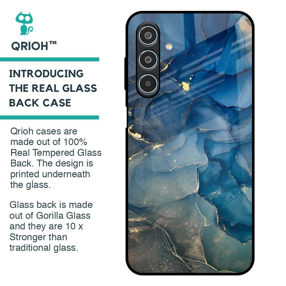 Blue Cool Marble Glass Case for Samsung Galaxy M35 5G