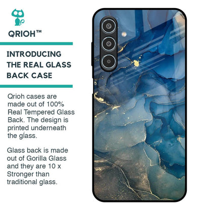 Blue Cool Marble Glass Case for Samsung Galaxy M35 5G