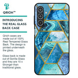 Turquoise Geometrical Marble Glass Case for Samsung Galaxy M35 5G