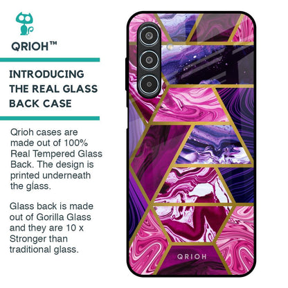 Electroplated Geometric Marble Glass Case for Samsung Galaxy M35 5G