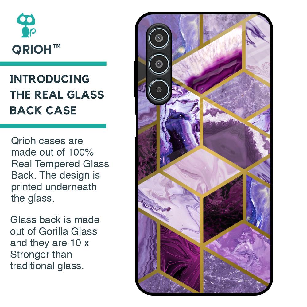 Purple Rhombus Marble Glass Case for Samsung Galaxy M35 5G