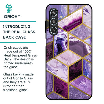 Purple Rhombus Marble Glass Case for Samsung Galaxy M35 5G
