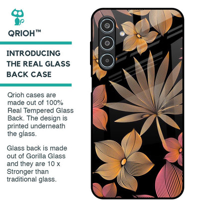 Lines Pattern Flowers Glass Case for Samsung Galaxy M35 5G