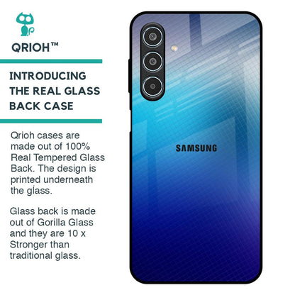Blue Rhombus Pattern Glass Case for Samsung Galaxy M35 5G