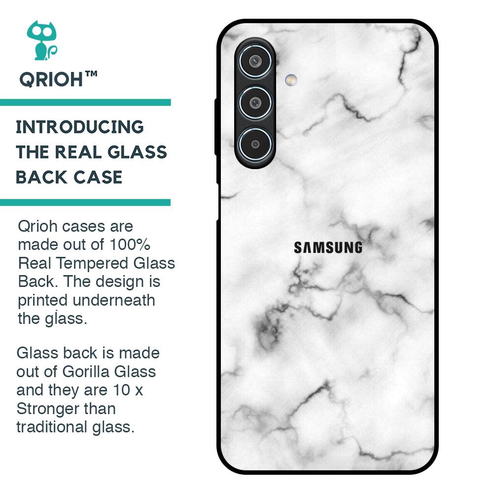 Satin White Marble Glass Case for Samsung Galaxy M35 5G