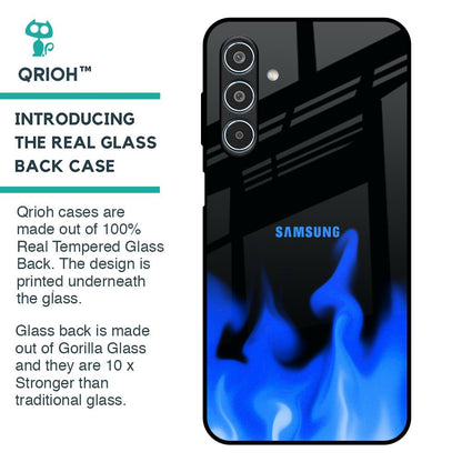 Blue Flames Glass Case for Samsung Galaxy M35 5G
