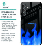 Blue Flames Glass Case for Samsung Galaxy M35 5G