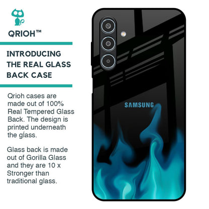 Teal Flames Glass Case for Samsung Galaxy M35 5G