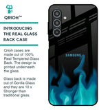 Teal Flames Glass Case for Samsung Galaxy M35 5G