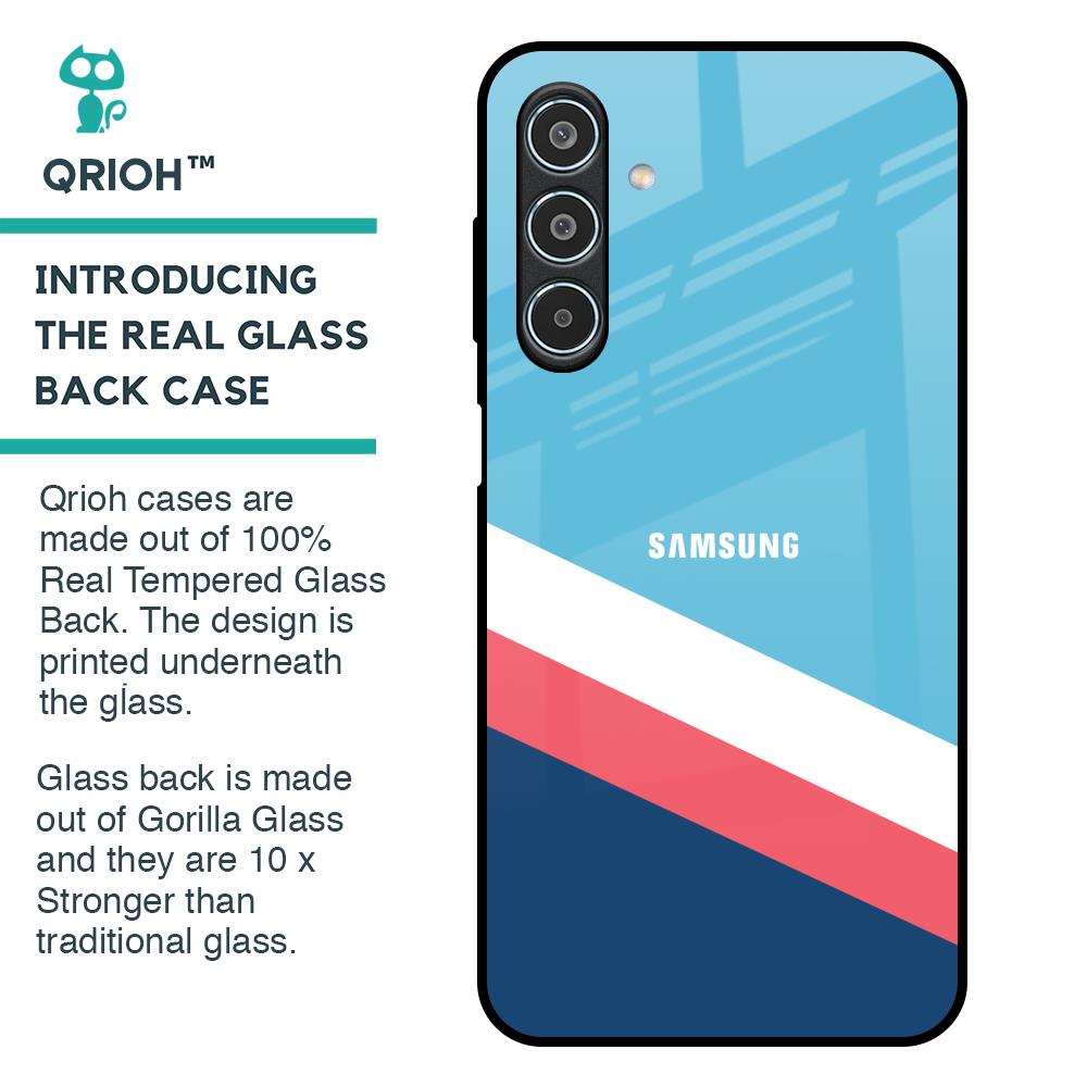 Pink & White Stripes Glass Case For Samsung Galaxy M35 5G