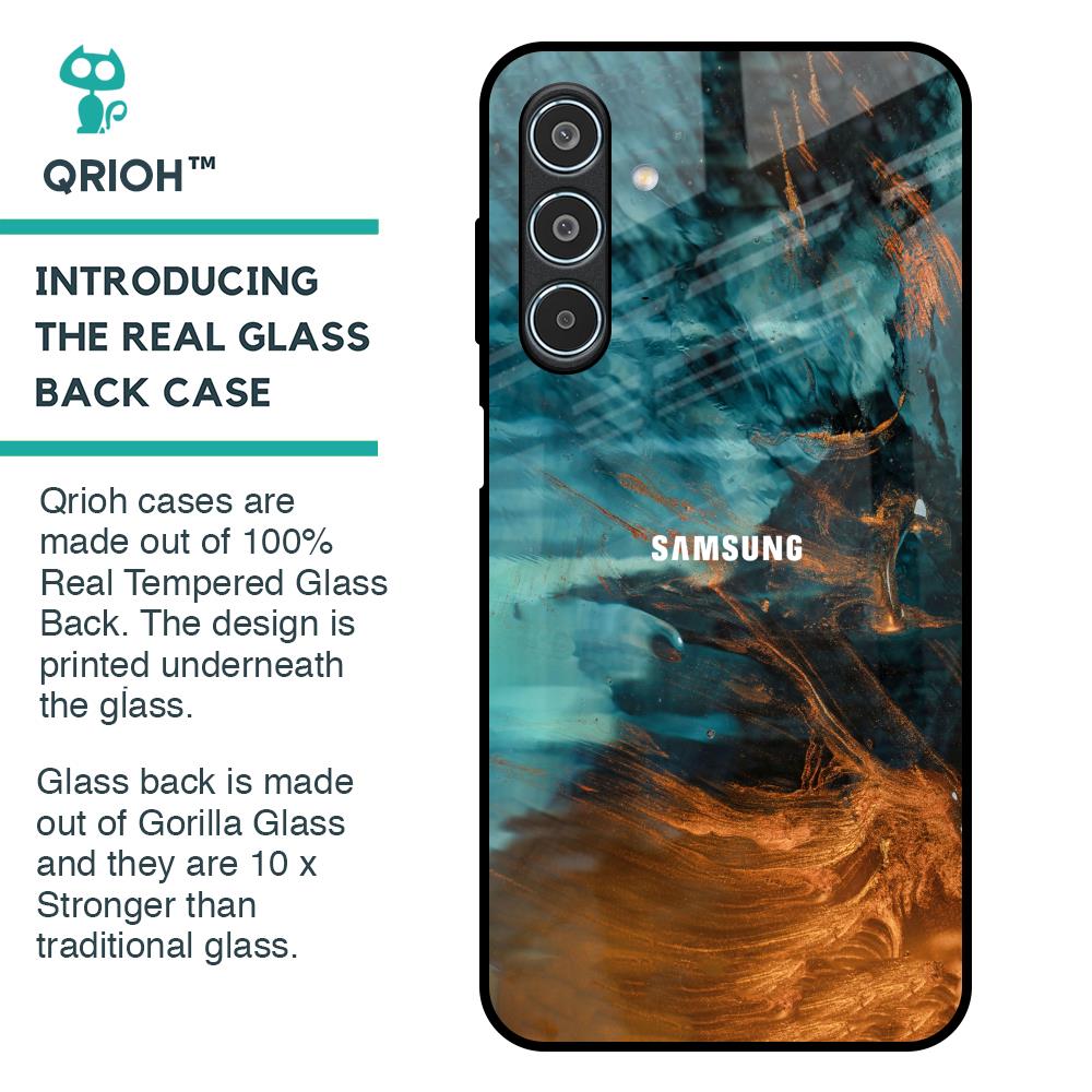 Golden Splash Glass Case for Samsung Galaxy M35 5G