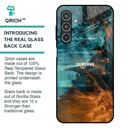 Golden Splash Glass Case for Samsung Galaxy M35 5G