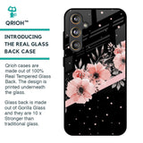 Floral Black Band Glass Case For Samsung Galaxy F55 5G