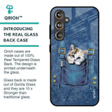 Kitty In Pocket Glass Case For Samsung Galaxy F55 5G